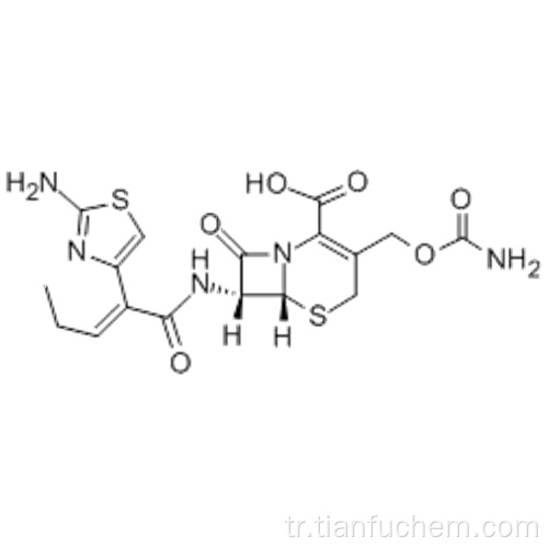 (6R, 7R) -3 - [[(Aminokarbonil) oksi] metil] -7 - [[(2Z) -2- (2-amino-4-tiazolil) -1-okso-2-pentenil] amino] -8 -oxo-5-thia-1-azabisiklo [4.2.0] oct-2-en-2-karboksilik asit CAS 135889-00-8